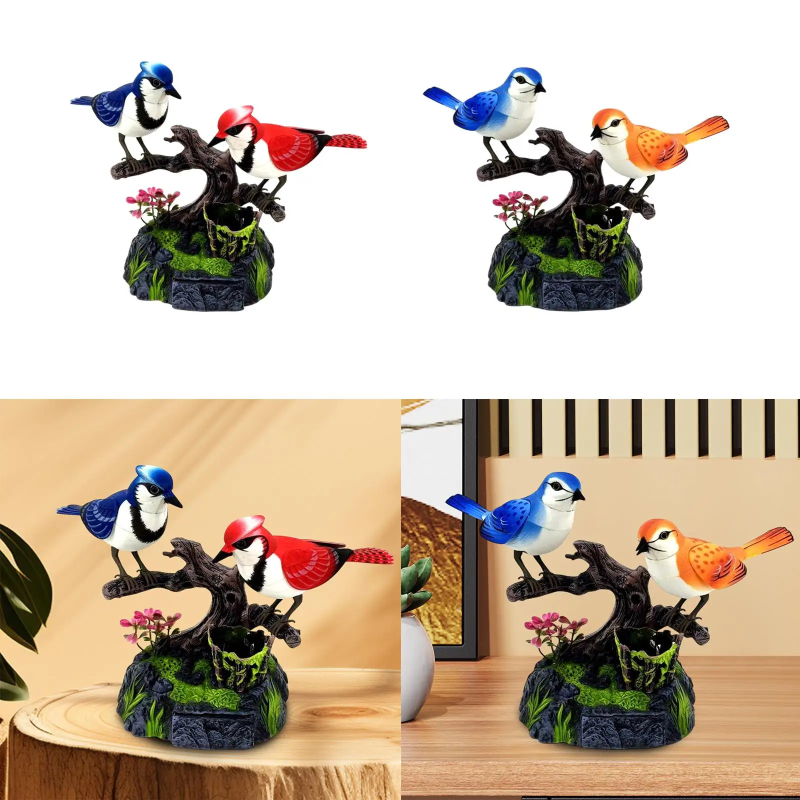 Talking Jays Move Sound Activated Chirping Bird Office Home Decoration Electronic Pet Talking Sound Control Toy for Holiday Gift