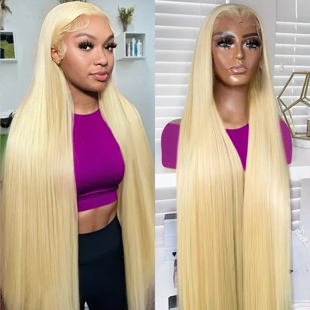 

Плотность 220%, 613, блондинка, прямые 13x4, 13x6, полностью фронтальные HD, прозрачные кружевные парики из человеческих волос для женщин, 40, 46 дюймов