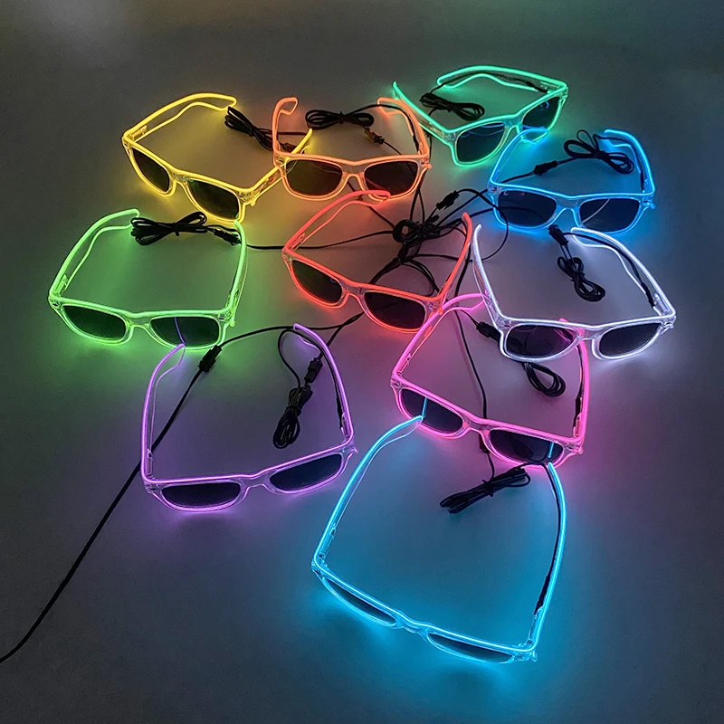Okulary podświetlane diodami LED Neonowe okulary świecące Dorośli Rave Cosplay Gogle do baru Urodziny Impreza DJ Scena Rekwizyty