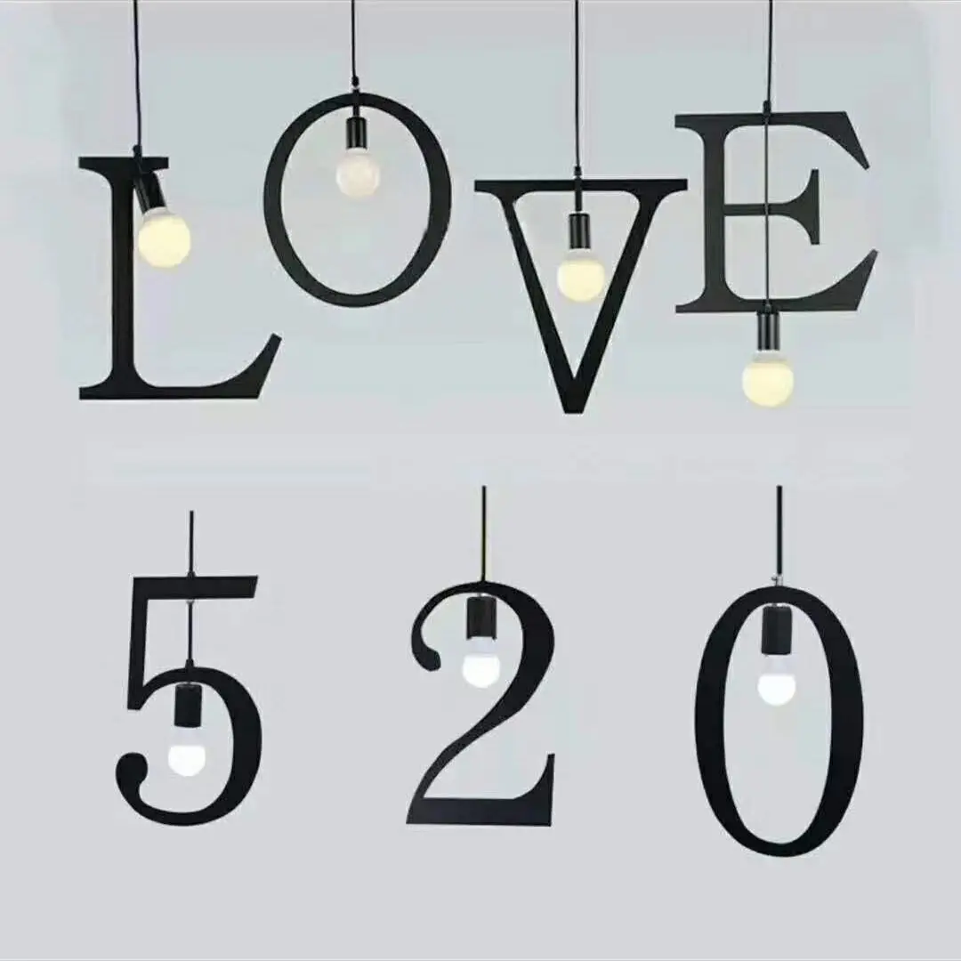 Modern Diy Letter Chandelier Creative Bicycle LED Lamp For Coffee Shop Art Restaurant Lamp Living Room Corridor Digital Lighting