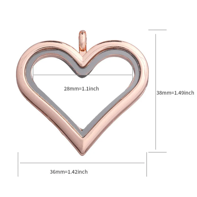5Pcs Alloy Plain Heart Glass Memory Floating Locket Charm Pendant Necklace Keychain For Men Women Gift Jewelry Making Bulk