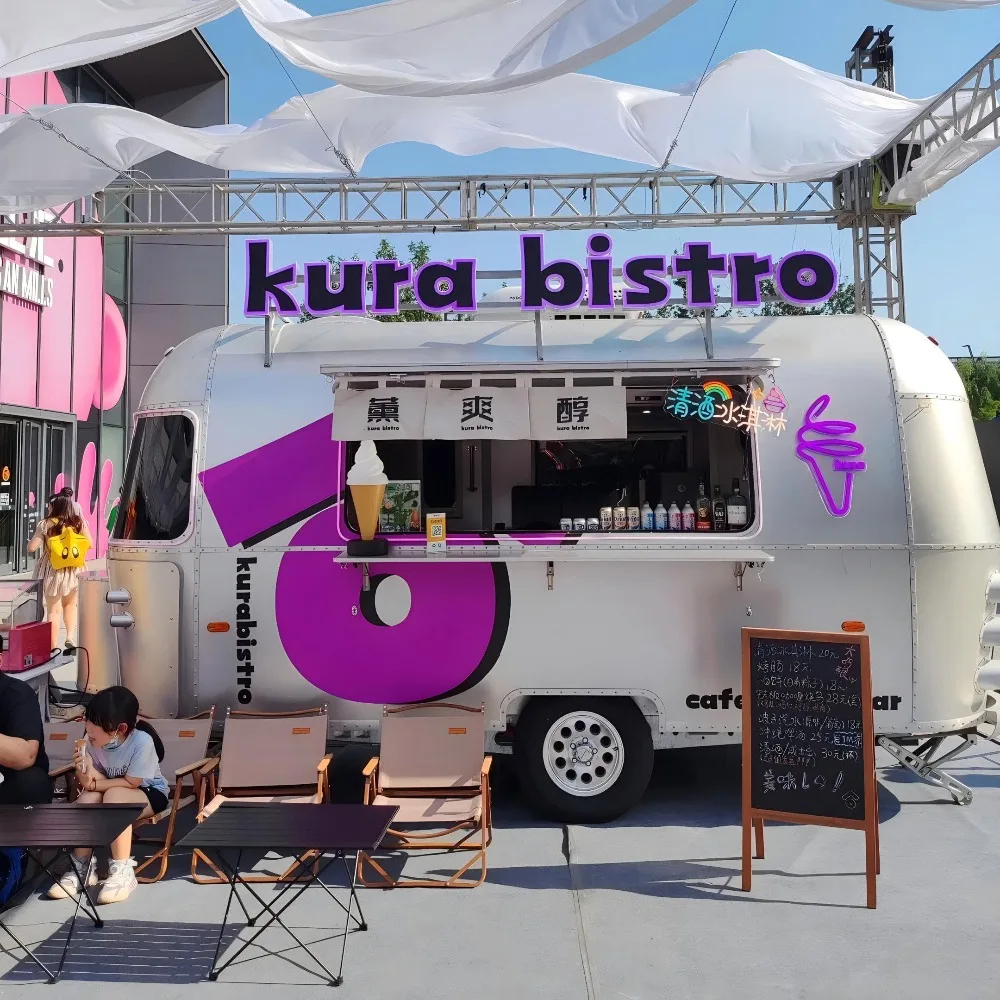 Custom Commercial Food Cart Mobile Ice Cream Coffee Snack Kiosk Multifunctional Display Vending Cart for Restaurant Night Market