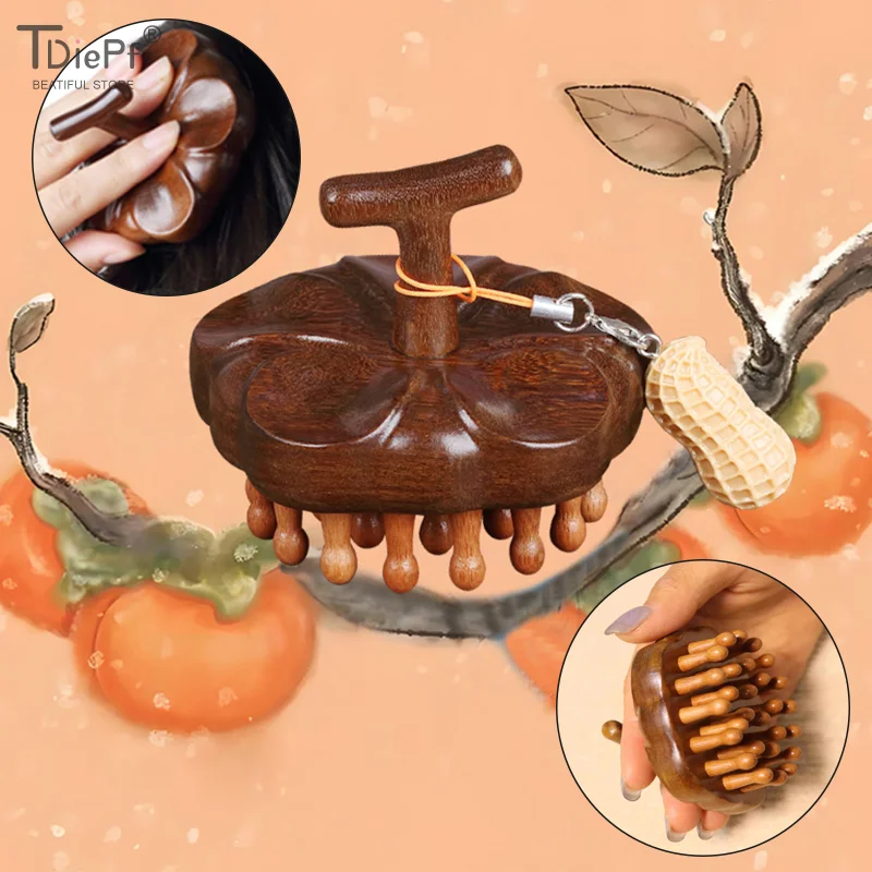 

Многофункциональная древесная терапевтическая массажная расческа, массажер для головы, натуральный сандал, круглый зуб, гуаша, скребковый массажер для тела