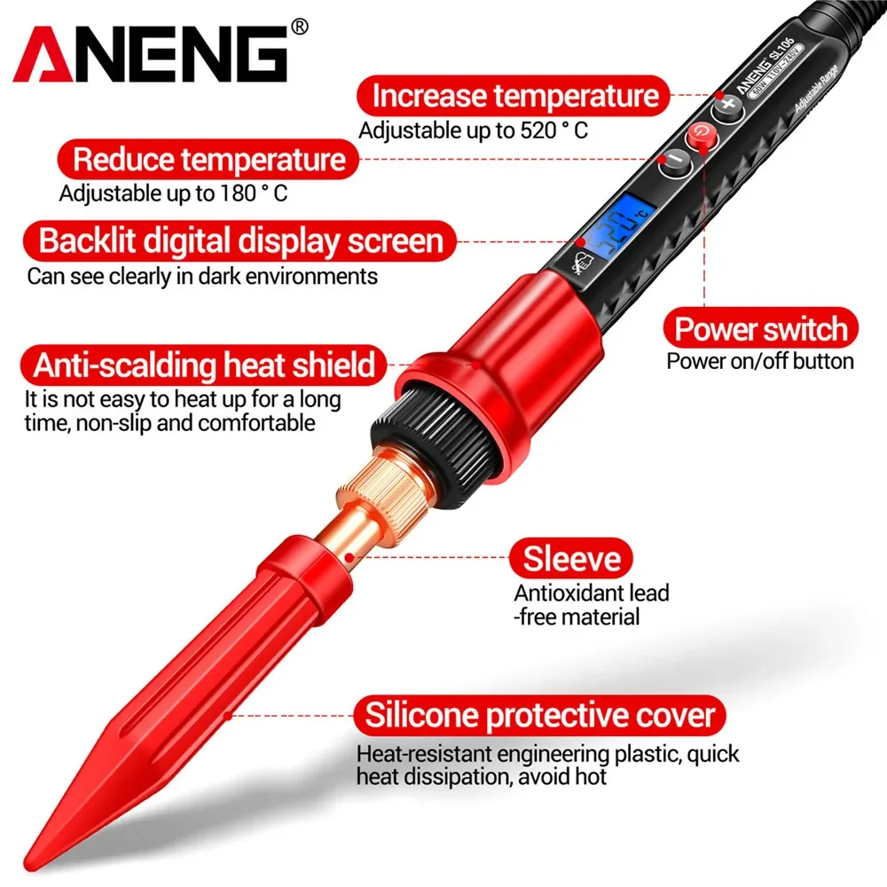 ANENG SL106 Electric Soldering Irons US/EU Plug professional Adjustable Temperatur Welding Equipment Pencil Tip Repair Tools