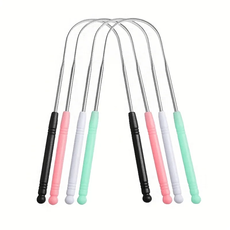 2pcs Hypoallergenic Metal Tongue Cleaners - U-Shaped Dental Hygiene Tools with Ergonomic Handles, Fresh Breath tool for Teeth