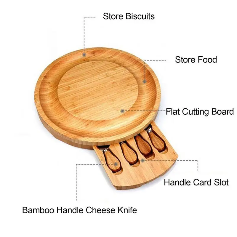 Bamboo Cheese Board Cheese Knife Cheese Slicer Fork Scoop Cut Kitchen Cooking Tools Bamboo Cutting Board Wood Cheeses Boards