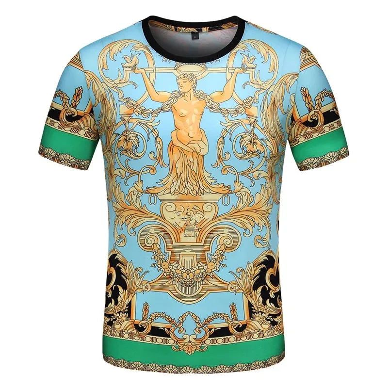 Men's And Women's Summer T-shirts 3D Printed Baroque Royal Luxury Small Floral Round Neck Short Sleeve Loose Oversized Nice Top