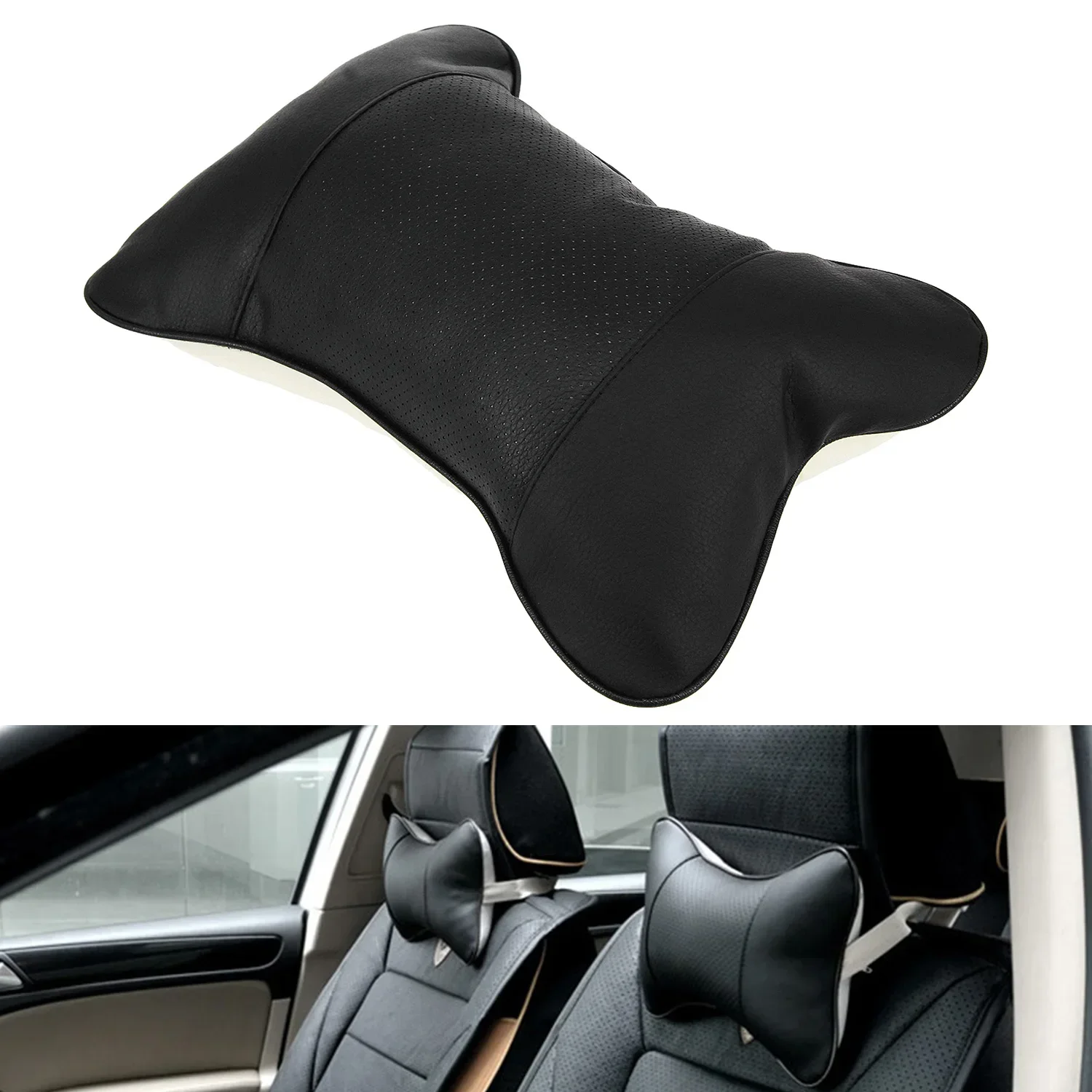 Neck Pillow Car Seat Pillow Black Cushion Pad Head Rest Memory PU Leather Head Rest Cushion Fashion Hot Comfortable