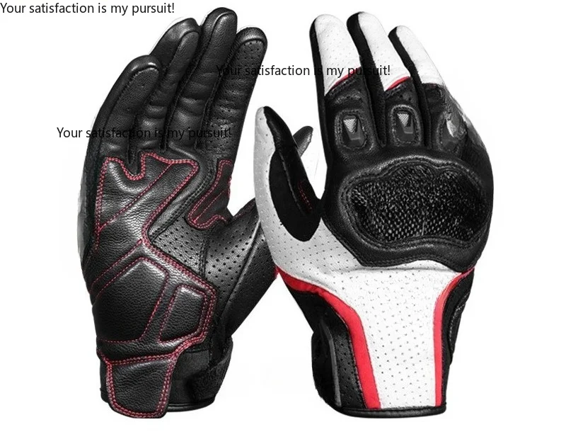 for Breathable Genuine Leather Motorcycle Riding Gloves Carbon Fiber Shell Anti Fall Protective Outdoor Cycling Gloves
