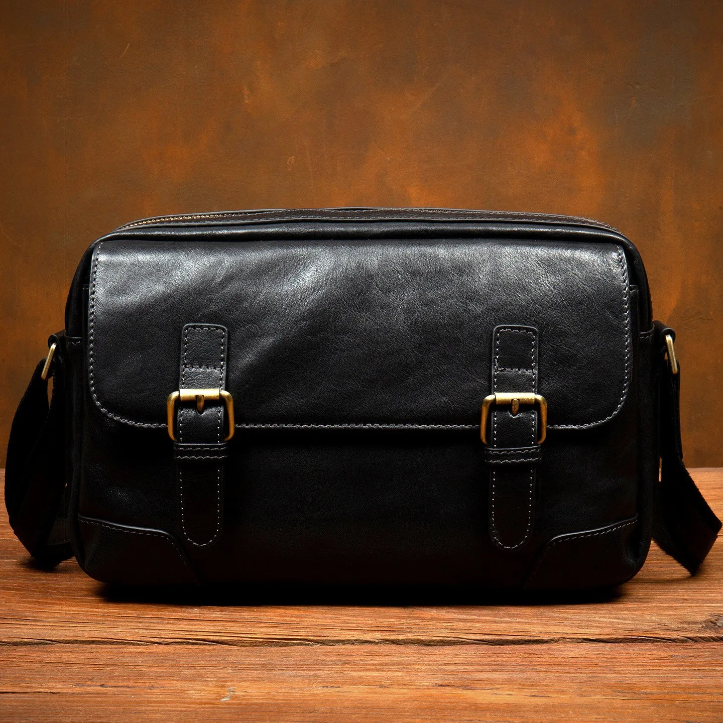 Commuter Genuine Leather Crossbody Bag, Casual Men's Bag, Trendy Top-Grain Vegetable-Tanned Cowhide Shoulder Bag