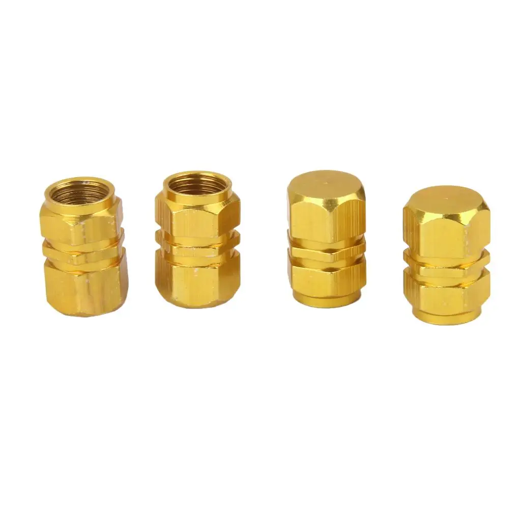

4 Pieces Aluminum Tire Wheel Rims Tire Stem Caps Car Truck Vehicles Motorcycle Bike Chrome Golden