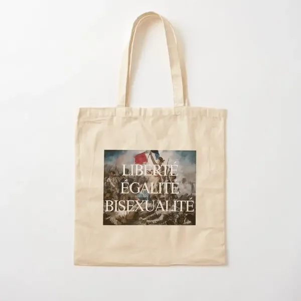 

Liberte Egalite Bisexualite Cotton Canvas Bag Fabric Casual Fashion Designer Foldable Unisex Tote Shoulder Bag Travel Printed