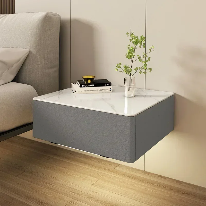 Suspended bedside table Smart charging Suspended bedroom with light Bedside locker