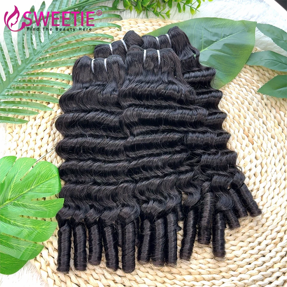 Burmesische Tiefgelockte Haarbündel, Echthaar, Brasilianische Tiefwellen-Haarbündel, Angebote, Rohes 100% Jungfrauenhaar, 1/3 Stück, Vollkopf-Lockenhaarbündel – Detail 1