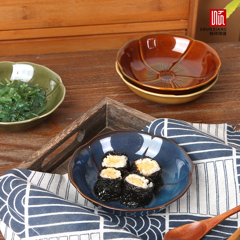 

SOLECASA Artistic Underglaze Klin ChangeGlaze Sauce Dish Set 4 Mini Dipping Plates for Home Kitchen High-End CeramicTableware