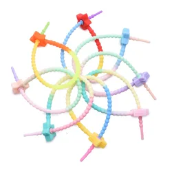 Rainbow Rope Strap Five pointed Star Gradient Silicone Tie Strap Handmade DIY Keychain Accessories Soft Glue