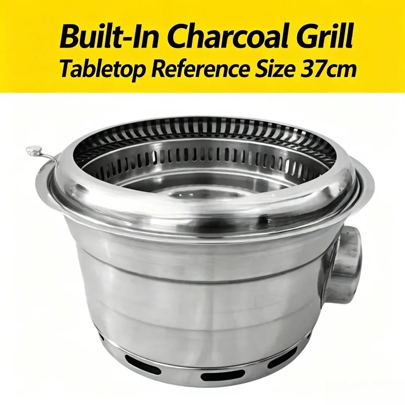 Stainless steel lower exhaust charcoal oven, Korean lower exhaust self-service barbecue pot Commercial barbecue oven