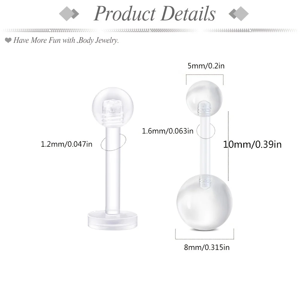 Clear Nose Ring Bioflex Stud Retainer