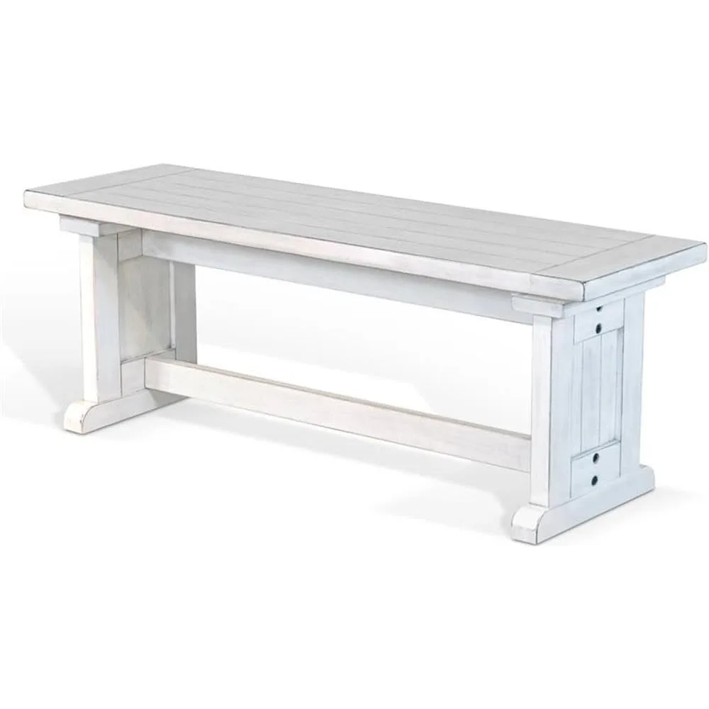 

48" Farmhouse Mahogany Wood Side Bench in Marble White