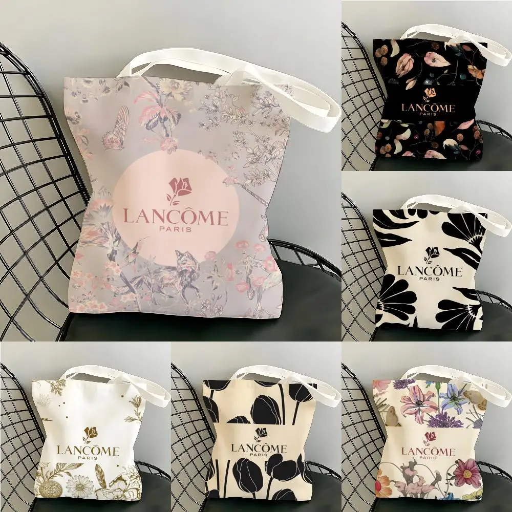 Fashion Pattern L-L-LancomeS Storage Bags Canvas Double-Sided Print Beach Bag Durable Lightweight Shoulder Travel Bag Gift Eco