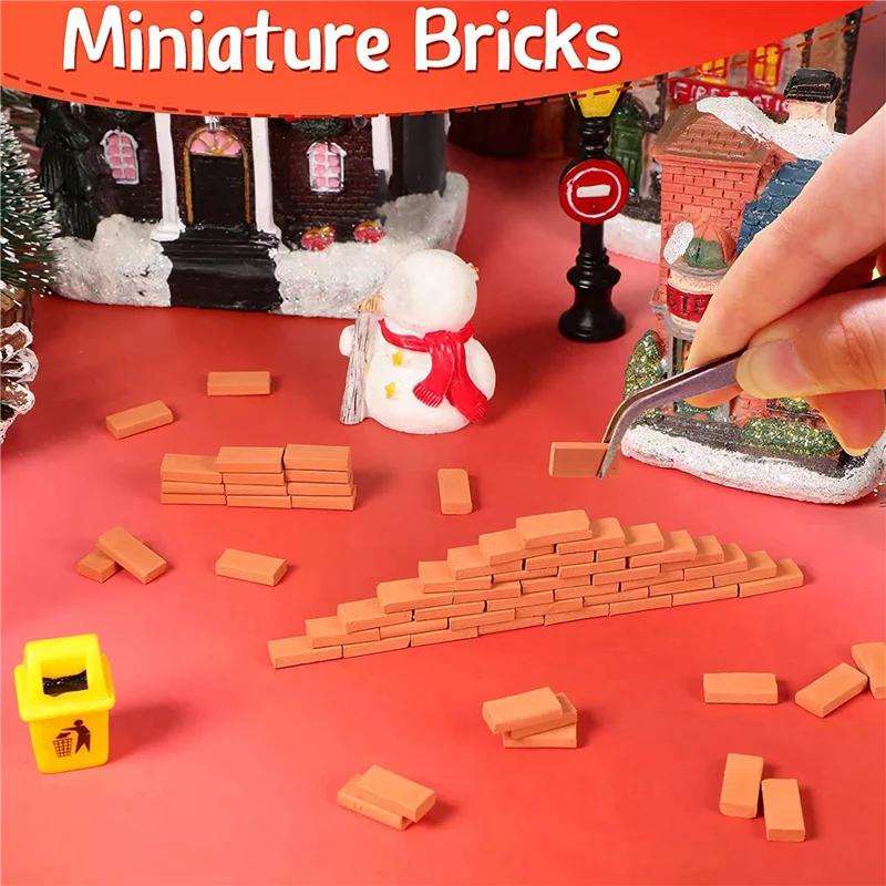 

AS96-2000 Pieces Mini Bricks For Landscaping Miniature Bricks Brick Wall Small Bricks For Dollhouse Garden Parts,1/35 Scale