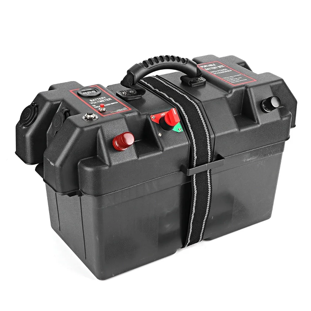 Plastic Minnkota Trolling Battery Motor Power Center Station Battery Box USB &amp 12V Charger Port Trolling Motor Battery Box