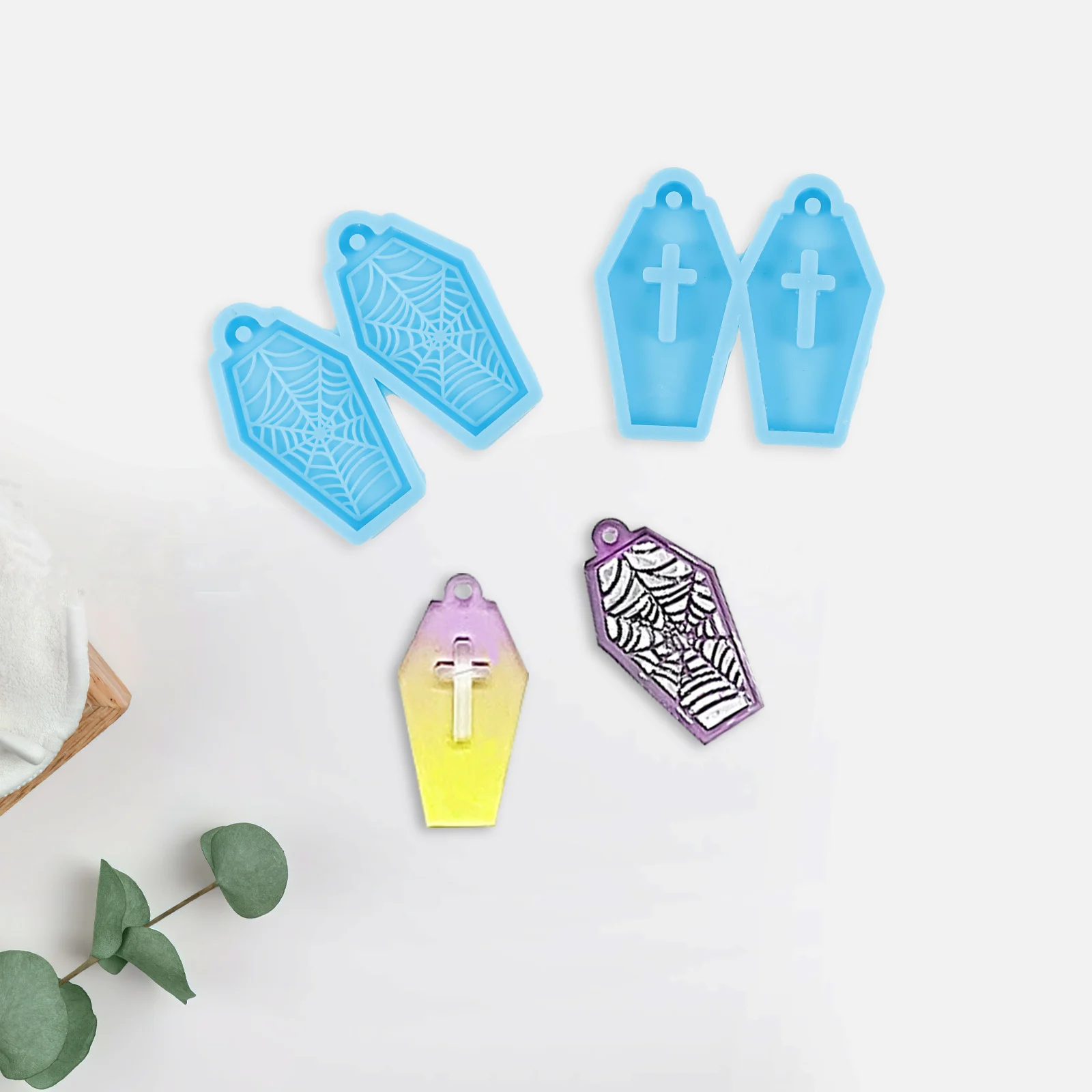 

4Pcs Epoxy Resin Molds Silicone DIY Jewelry Making Mold for Earrings Pendant Necklace Reusable Non-Stick Craft Supply Tool