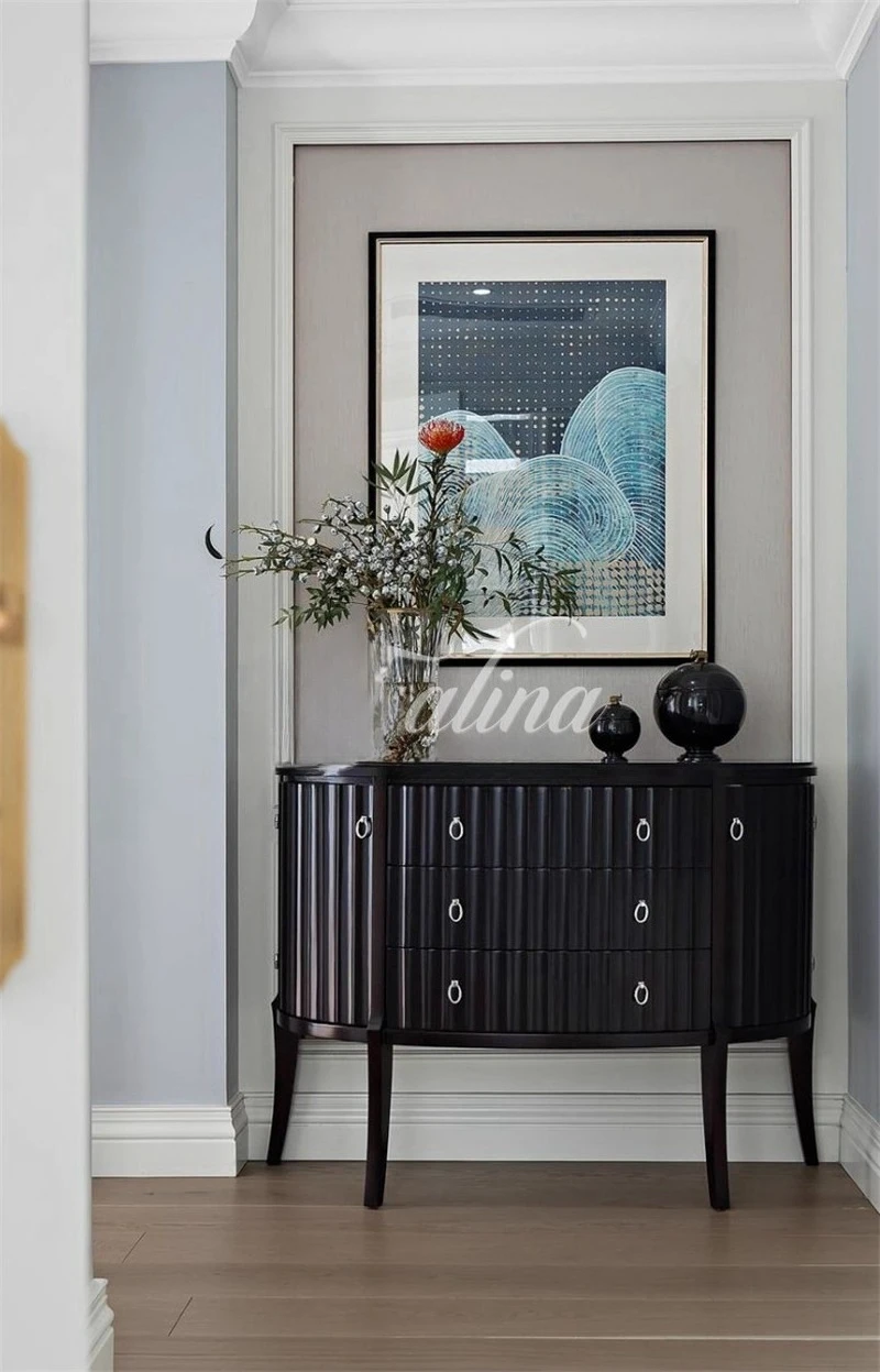 Hh2cc light luxury entrance cabinet Neoclassical solid wood foyer cabinet