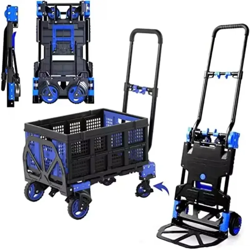 

137 kg/68 kg loading Aluminum trolley Foldable carriage with collapsible basket