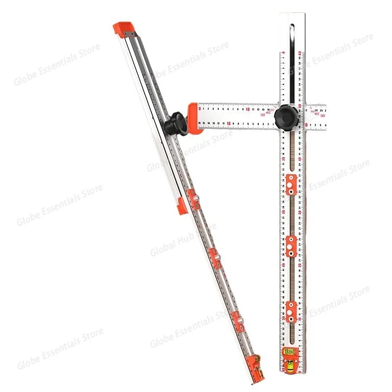 Woodworking 2-in-1 Punching Positioning Ruler T-Shaped Ruler Multifunctional Angle Ruler,Aluminum Alloy Marking Measuring Tool