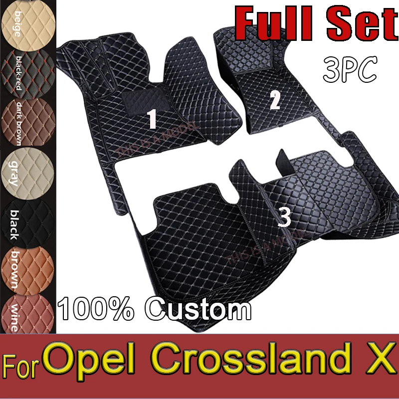 Car Floor Mats For Opel Crossland X 2017-2020 DropShipping Center Interior Accessories 100% Fit Leather Carpets Rugs Foot Pads