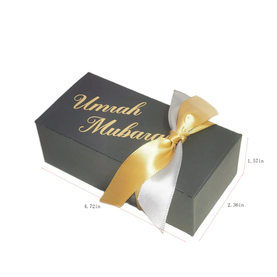 Umrah Mubarak Cardboard Treat Gift Boxes for Islam Eid Ramadan Mubarak Candy Box Goody Gifts Boxes Crafting Cookie Boxes（black）