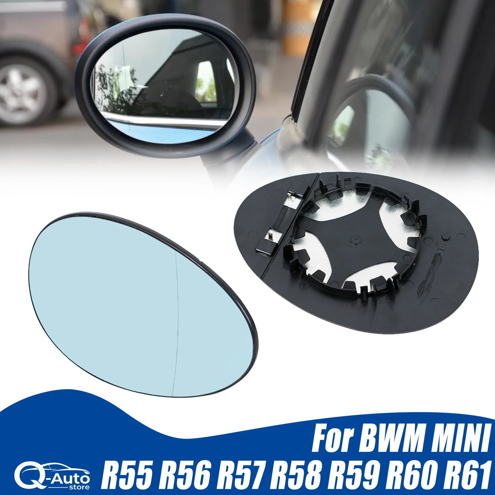 51162755625 51162755626 Car Blue side rear view lens Heating For BWM MINI R55 R56 R57 R58 R59 R60 R61 Car accessories