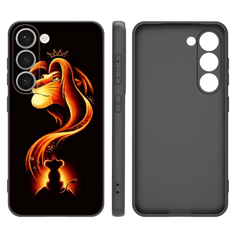 The King Lion Simba Black Silicone Phone Case For Samsung Galaxy S23 S21 S20 FE S24 S22 Ultra S10E S10 S9 S8 Plus