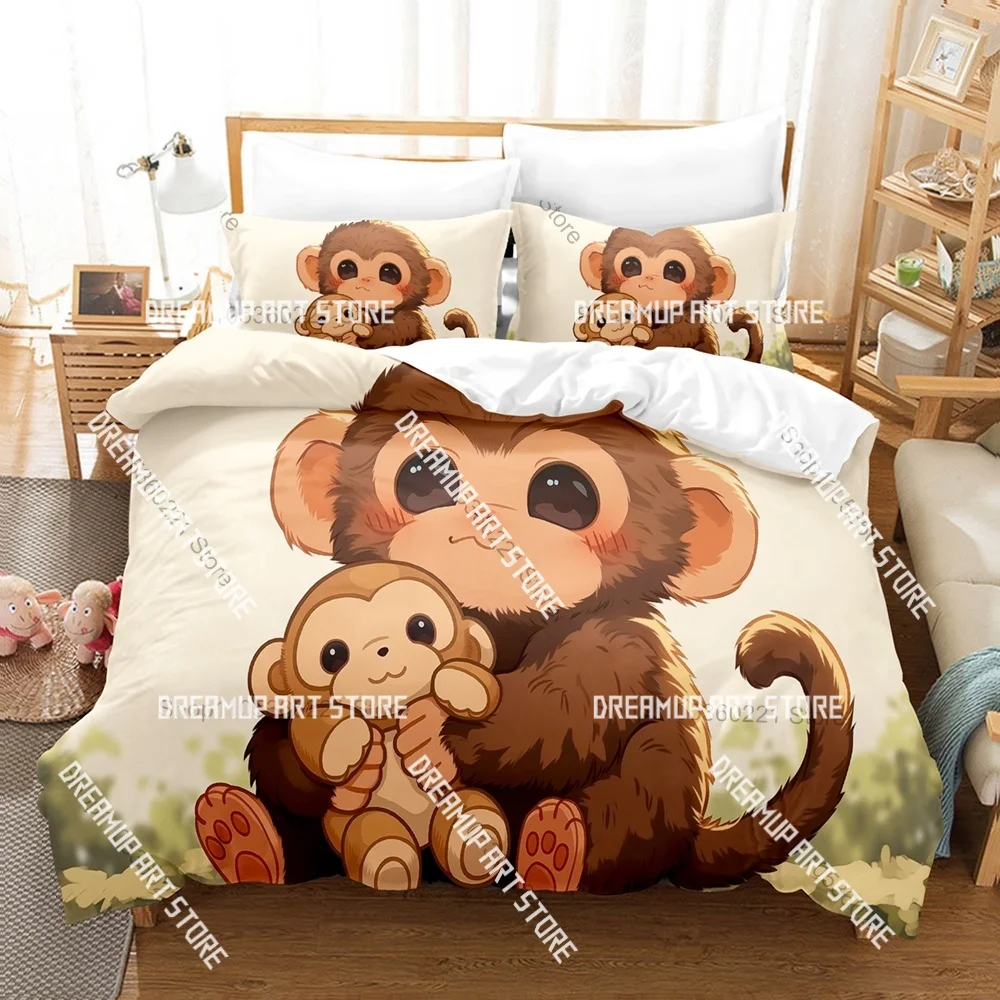 Fashion Baby Monkey Punch Bedding Set Single Twin Full Queen King Size Bed Set Kids Bedroom Duvetcover Sets Bed Sheet Set