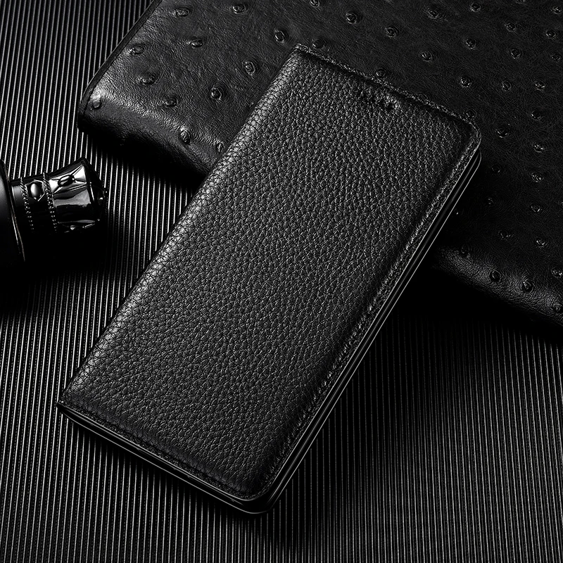 

Litchi Grain Genuine Leather Phone Case Suitable ForSamsung Galaxy S6 S7 edge S8 S9 S10 Plus S10E Cases Magnetic Holder Cover