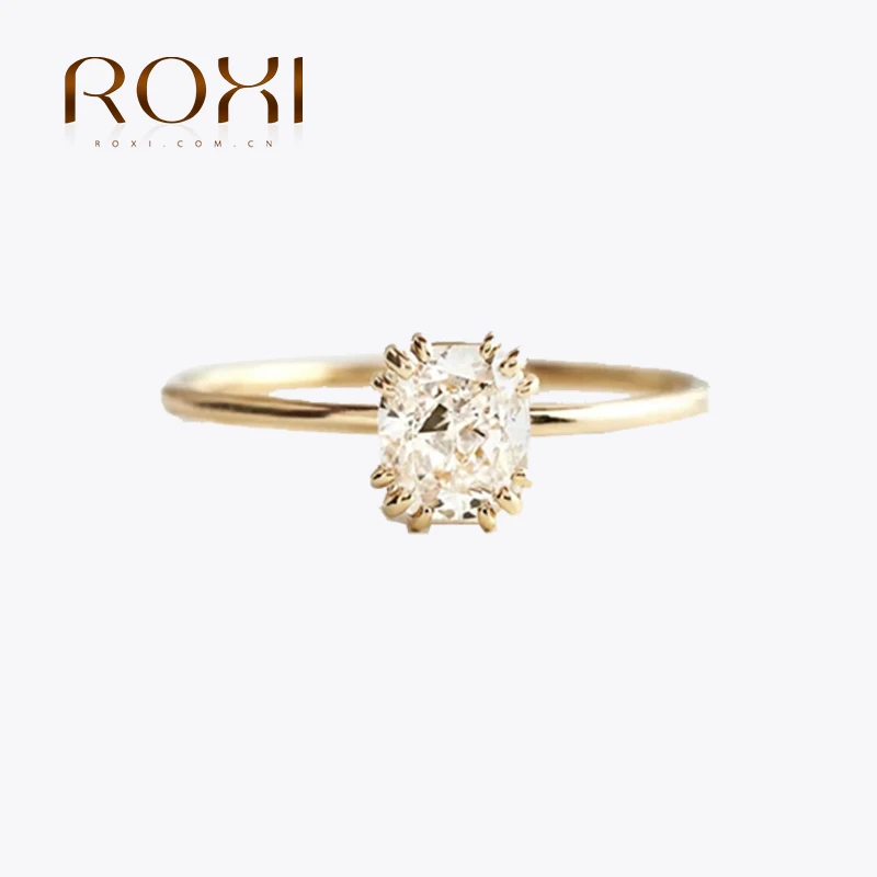 ROXI Elegant Geometry Gemstones Engagement Rings for Women Wedding Ring 925 Sterling Silver Finger Rings Bague Femme Jewelry