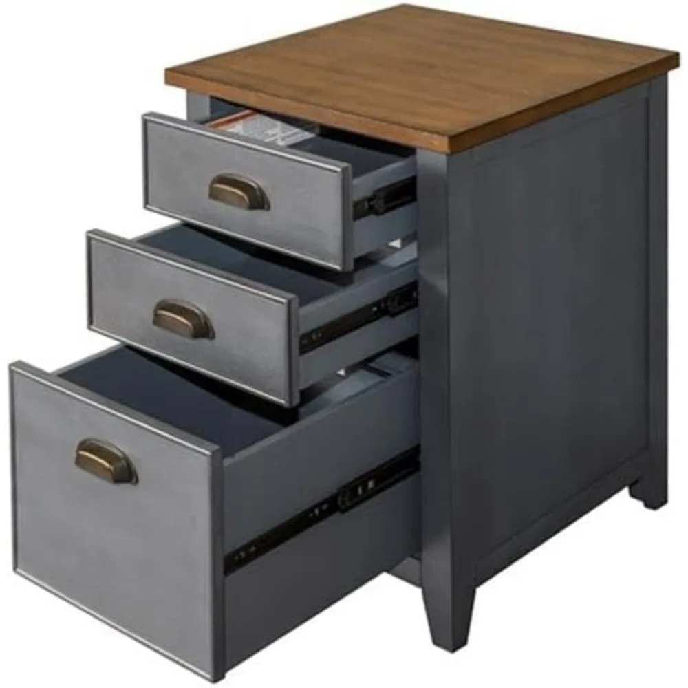 خزانة ملفات المزرعة الخشبية الزرقاء ذات الثلاث أدراج للتخزين