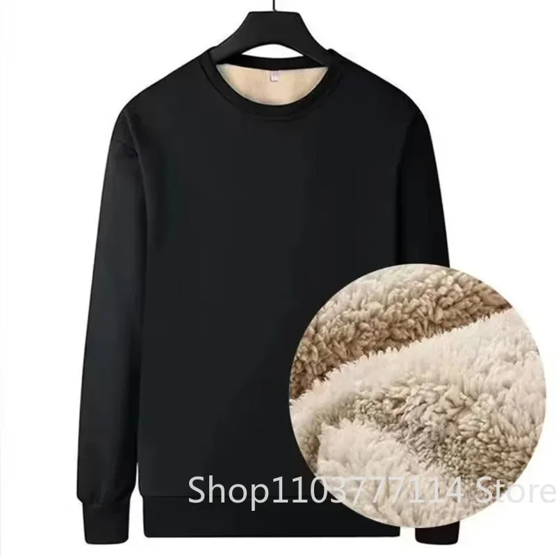 Herren Winter Fleece-gefüttertes Warmes Oberteil Koreanisches Modisches Langarm-T-Shirt Plüsch Herbst Lässiges Warmes Unterhemd – Detail 5