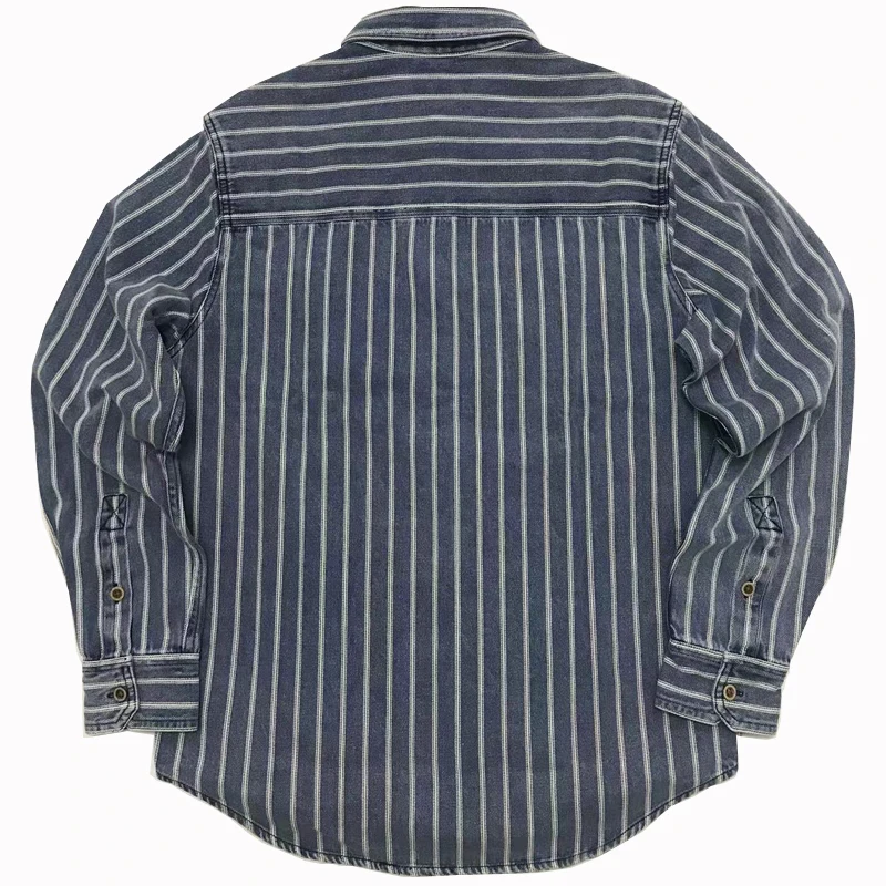 

RRL Sle Waed Western Cowboy из чистого хлопка, тяжелая мужская джинсовая одежда в полоску, длинный воротник Sve arp, осенняя мода