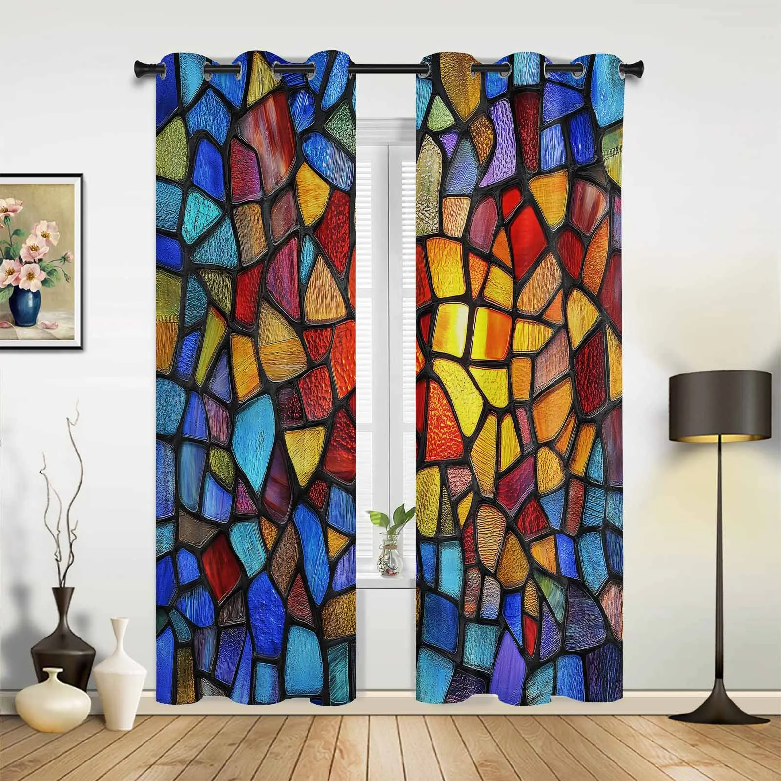 Colored Glass Texture Window Window Curtains Living Room Bathroom Bedroom Decor Kids Window Treatment