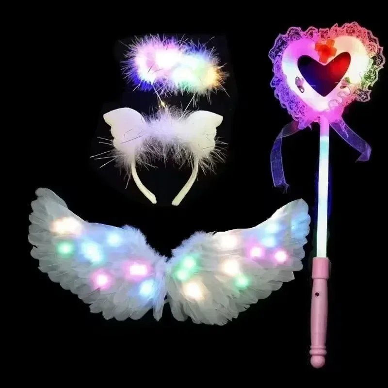 Led Lights White Angel Feather Wings Photo Props Wedding Birthday Gift