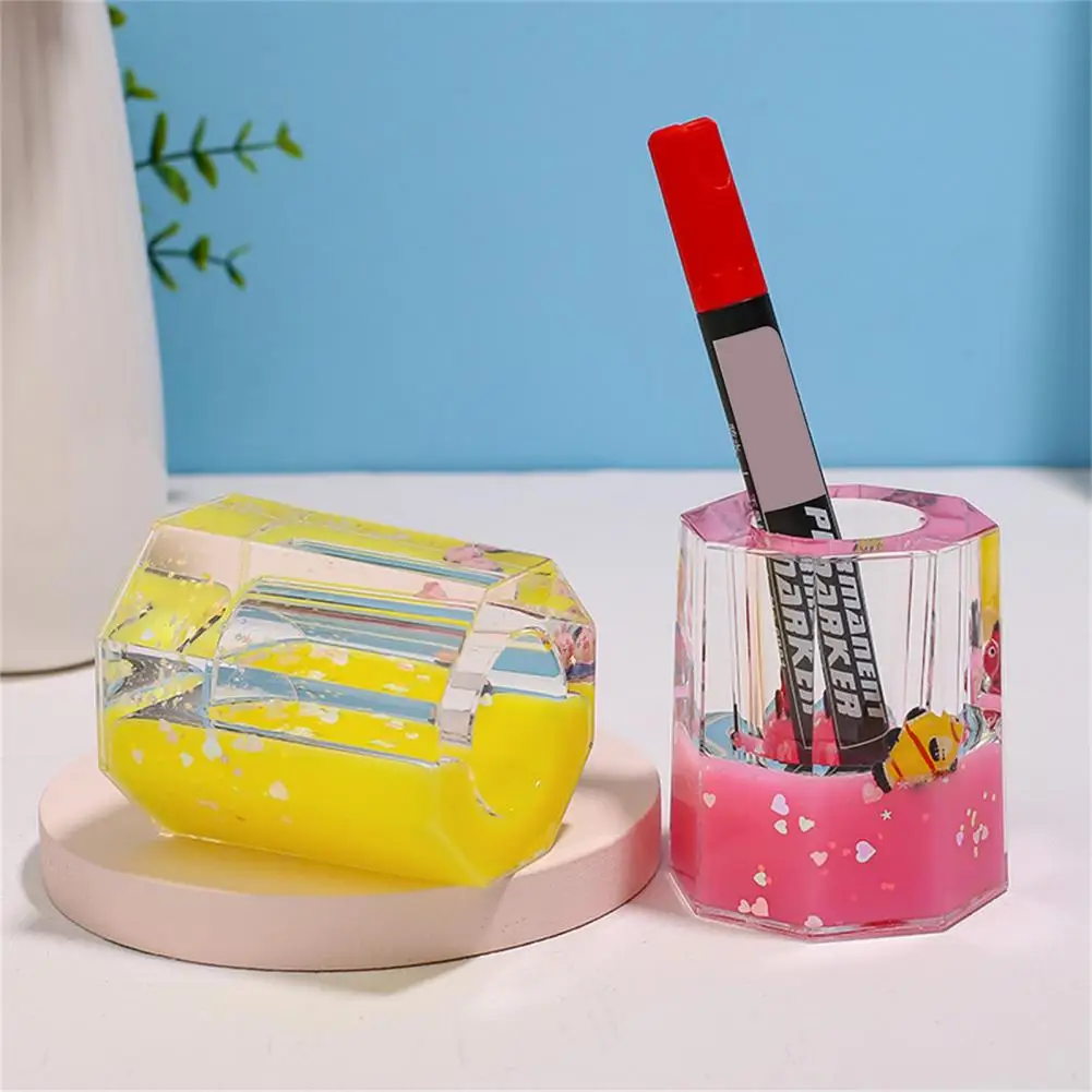 Pencil Holder Durable High Capacity Portable Cartoon Octagon Pen Desktop Organizer Stand Case Decompression Toy for Student