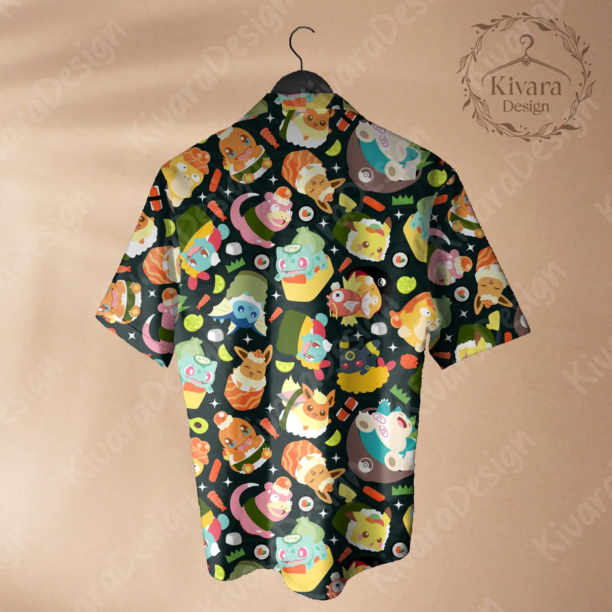 Manga Food Hawaiian Shirt Pokémon Anime graphic T-shirt Summer Sports Leisure Men's T-Shirt Children's Clothing Tee Y2k Woman ﻿