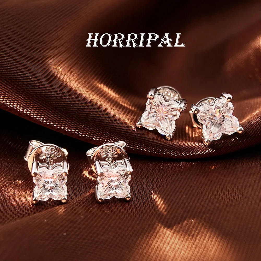 

HORRIPAL 100% D VVS1 Moissanite Earrings for Women S925 Silver GRA Certified Lucky Four-Leaf Clover Classic Fashion Jewelry Gift