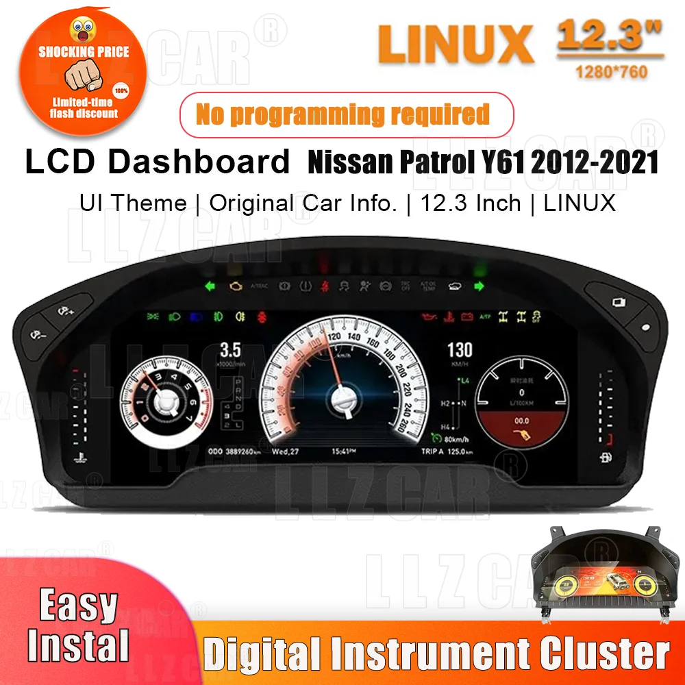 

For Nissan Patrol Y61 2006-2022 Aftermarket LCD Digital Dashboard Cluster Instrument Speedometer High-Res Virtual Cockpit