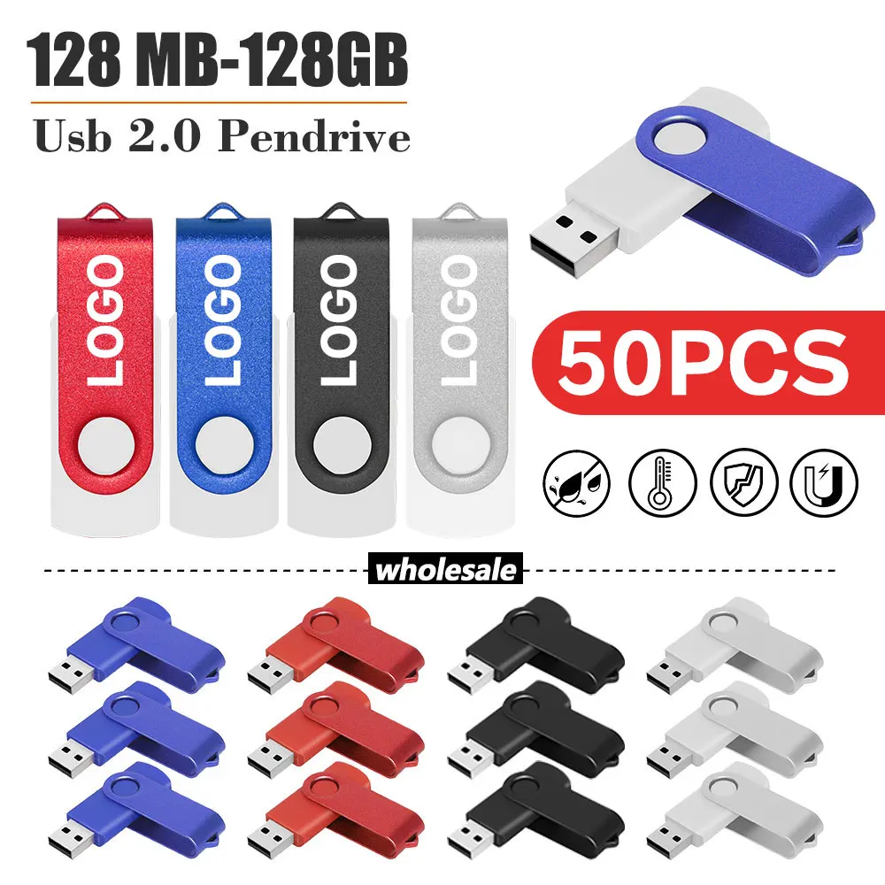 

50pcs/lot Custom Logo Free 2.0 USB Flash Drive Usb 4GB 8GB 16GB 32GB 64GB 128GB Pendrive 2GB 1GB Photography Gift Memory stick