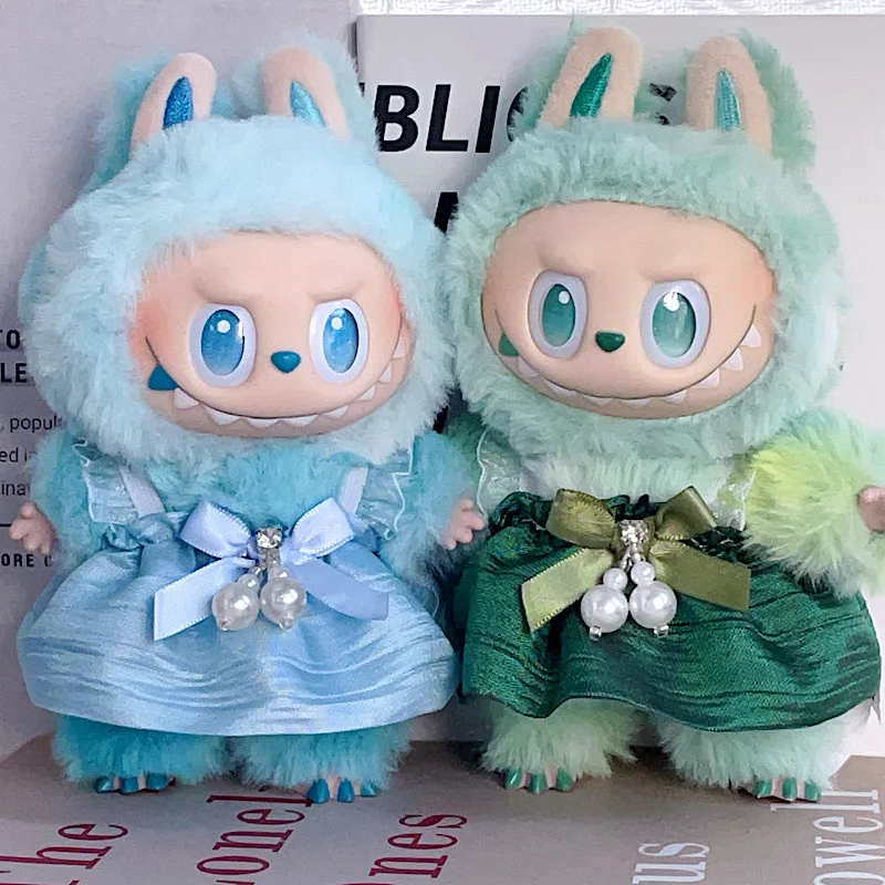 

1st-3rd Gen Labubu Clothes Pink & Blue Satin Camisole Dress Vinyl Figurine Accessories