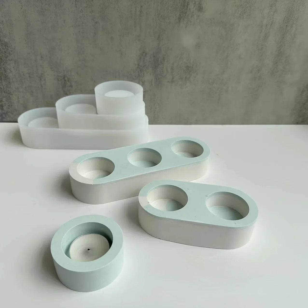 Candle Holder Plaster Drip Mold Single Hole Double Hole Triple Hole Candle Holder Silicone Mold Thin Mirror Aroma Mould