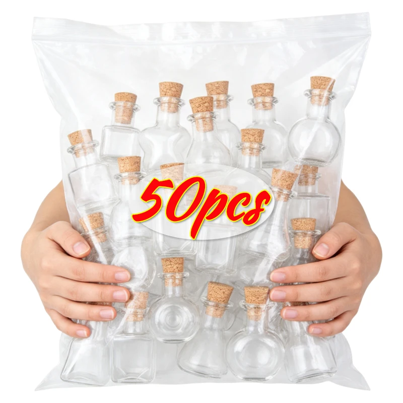 Transparent Mini Glass Bottles With Cork Stoppers Small Wishing Message Bottle For DIY Wedding Party Favors Decoration Supplies